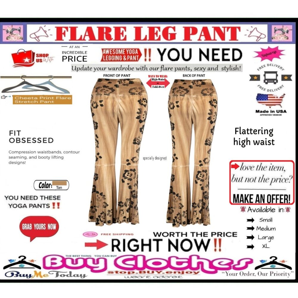 π BOTTOM Fold Graphic β DYE π LEGGING PANT Print FLARE LEG Cheetah πΈ BUY NOW - Picture 14 of 16